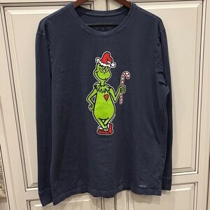 Life Is Good Grinch Christmas Whoville Blue Crusher Long Sleeve Tshirt Men Large